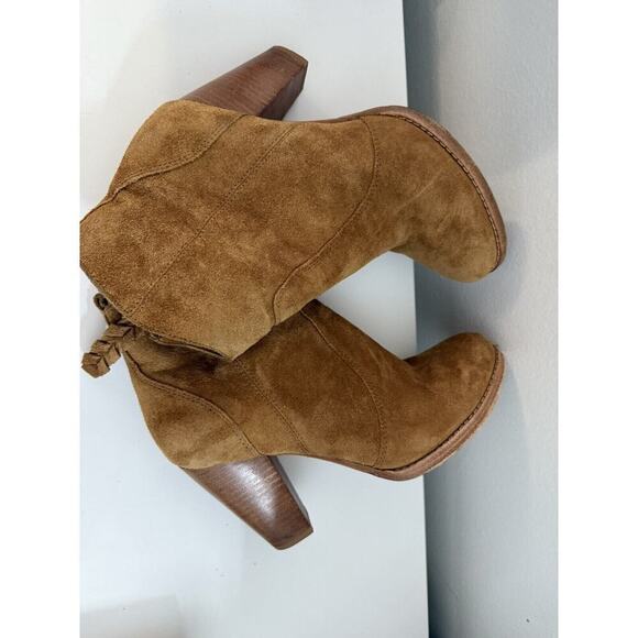 Joie Women's Brown Suede Round Toe Block Heel Zip Ankle Boots Sz 7.5 - Picture 7 of 8